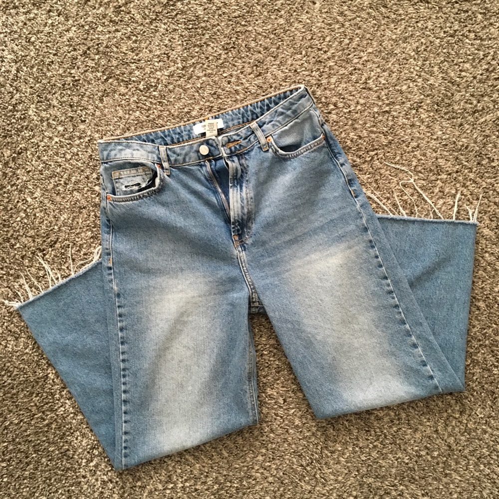 Forever 21 High Rise Light Wash Wide Leg Denim Jeans